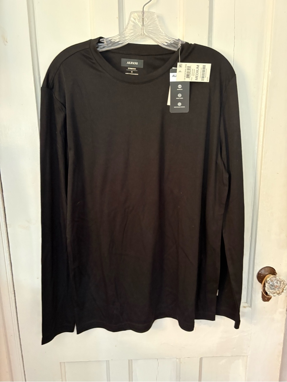 Alfani Men's Long-Sleeve Crewneck Tee - Black